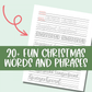 Christmas Words Hand Lettering Worksheets