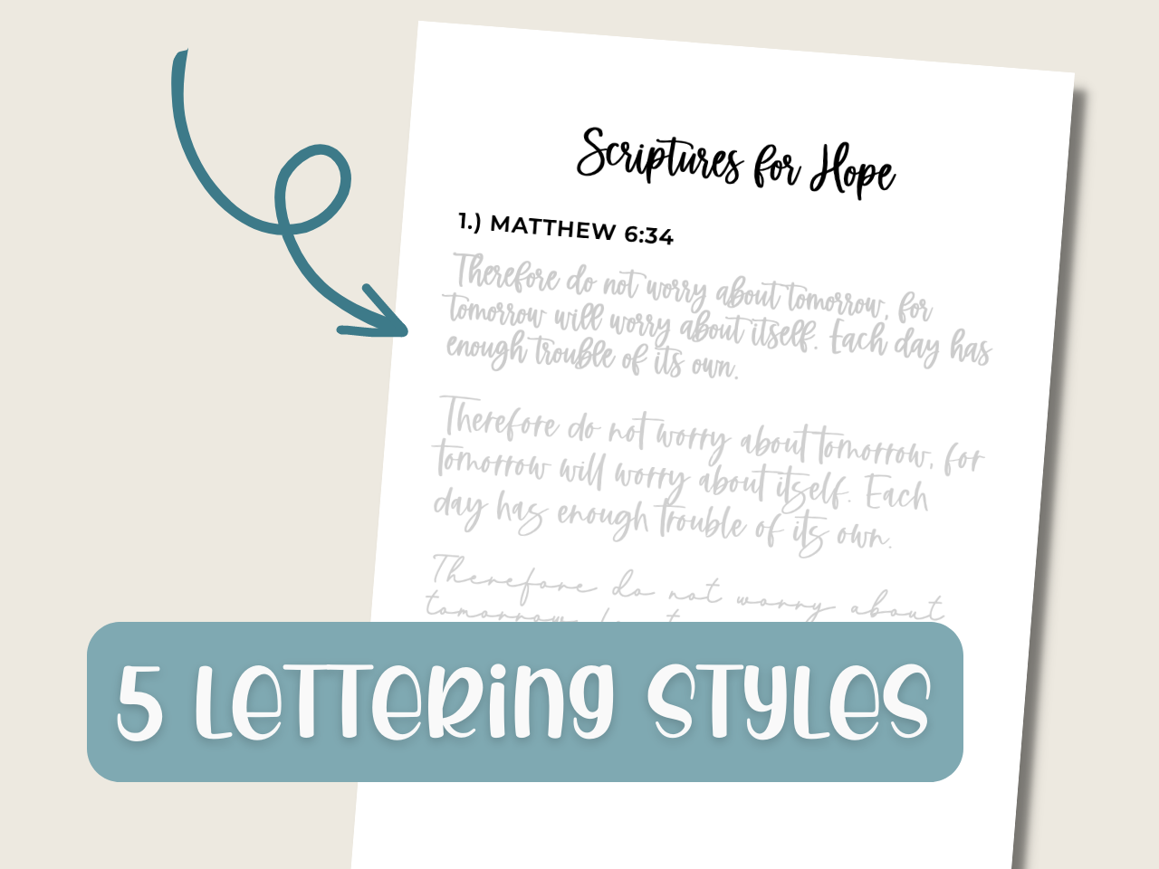 Scriptures For Hope Hand Lettering Worksheets