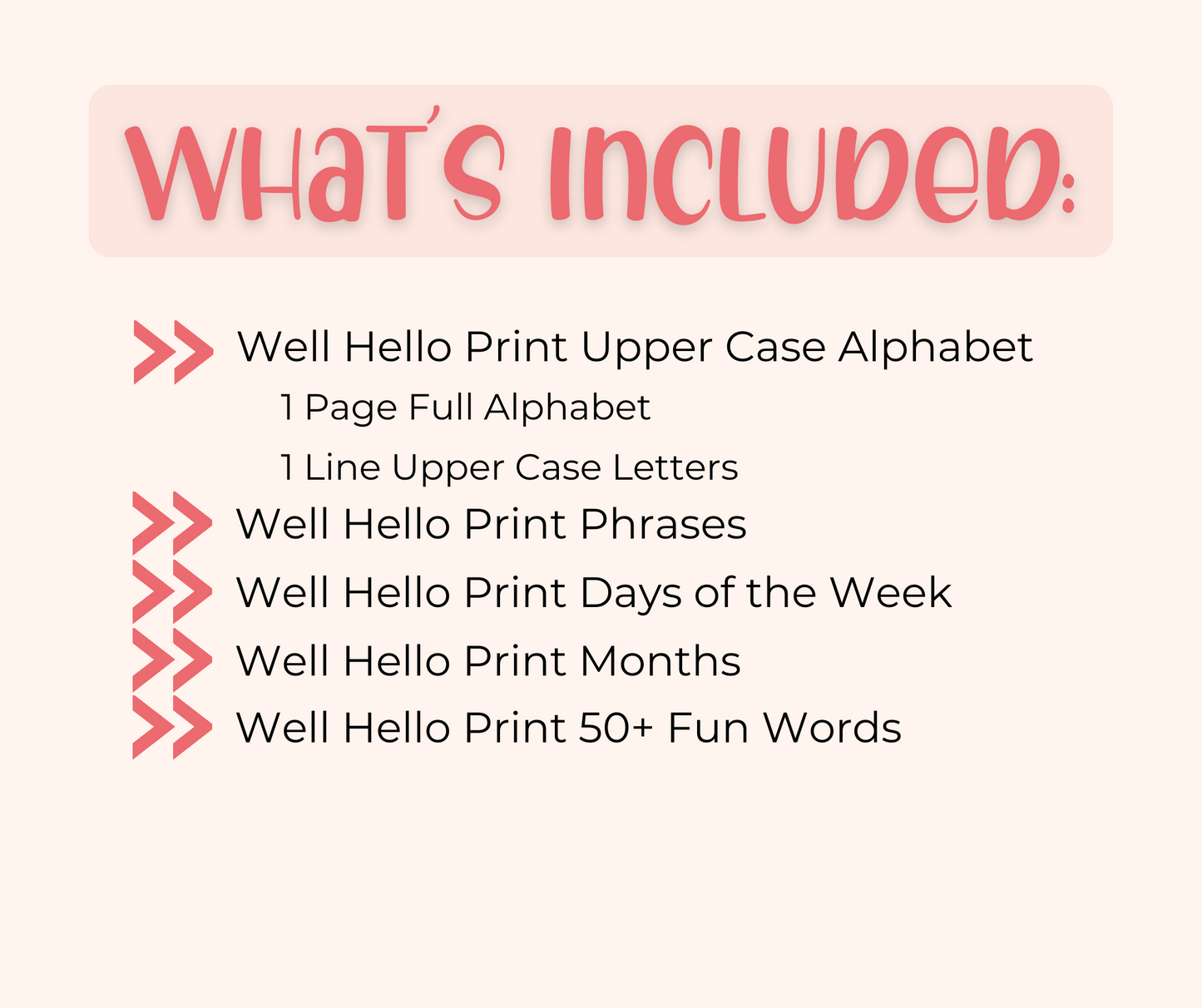 Well Hello Large Print All Caps Hand Lettering Bundle