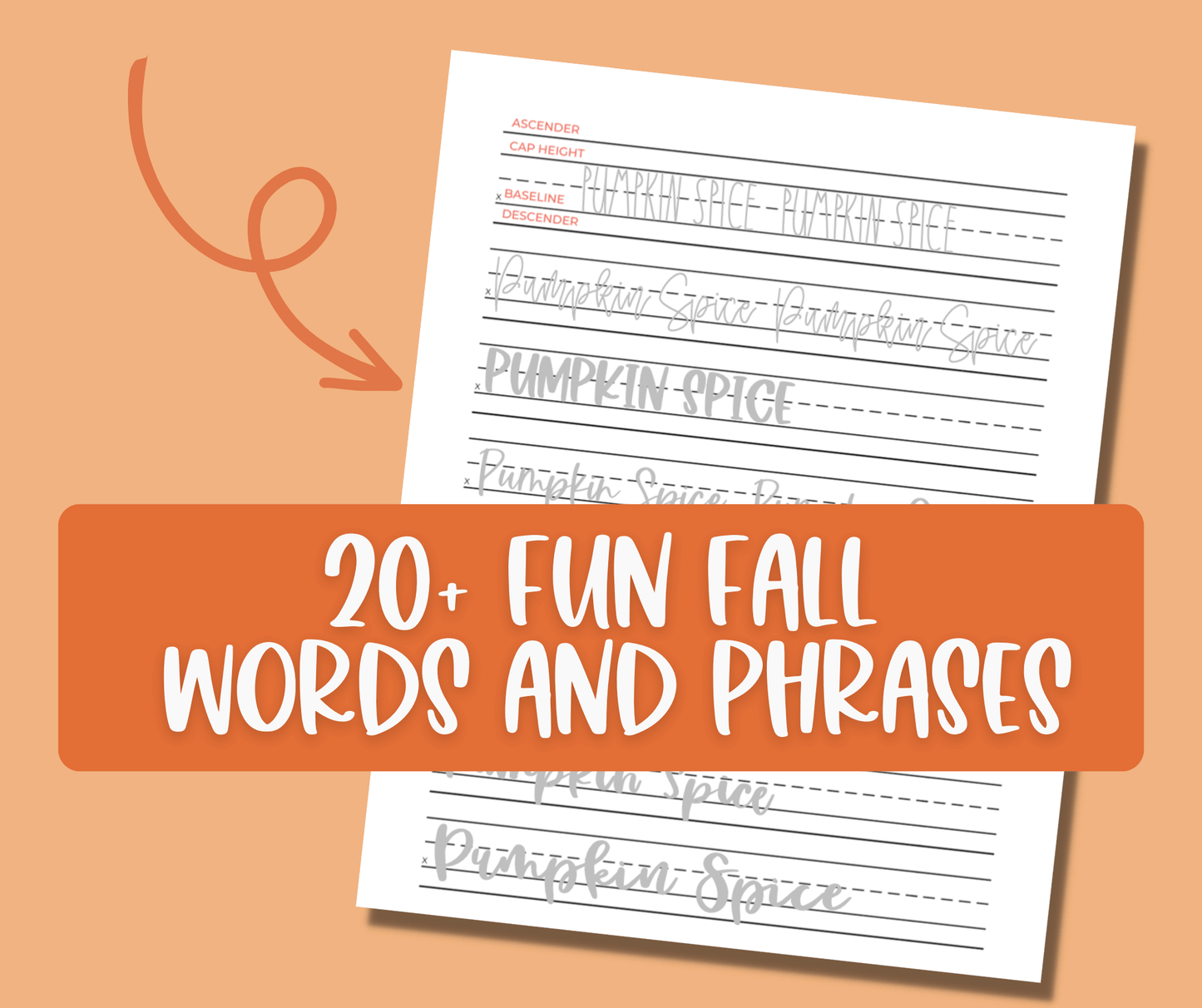 Fall Words Hand Lettering Worksheets