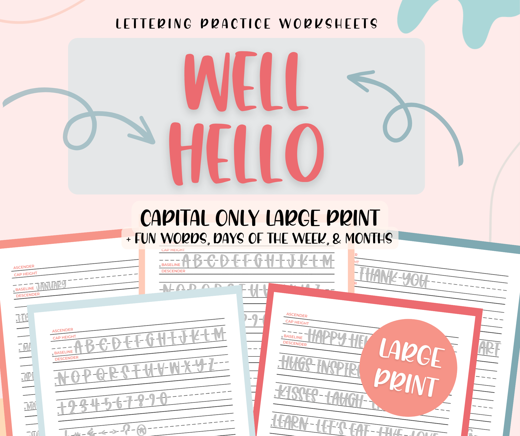 Well Hello Large Print All Caps Hand Lettering Bundle – Abby Rike