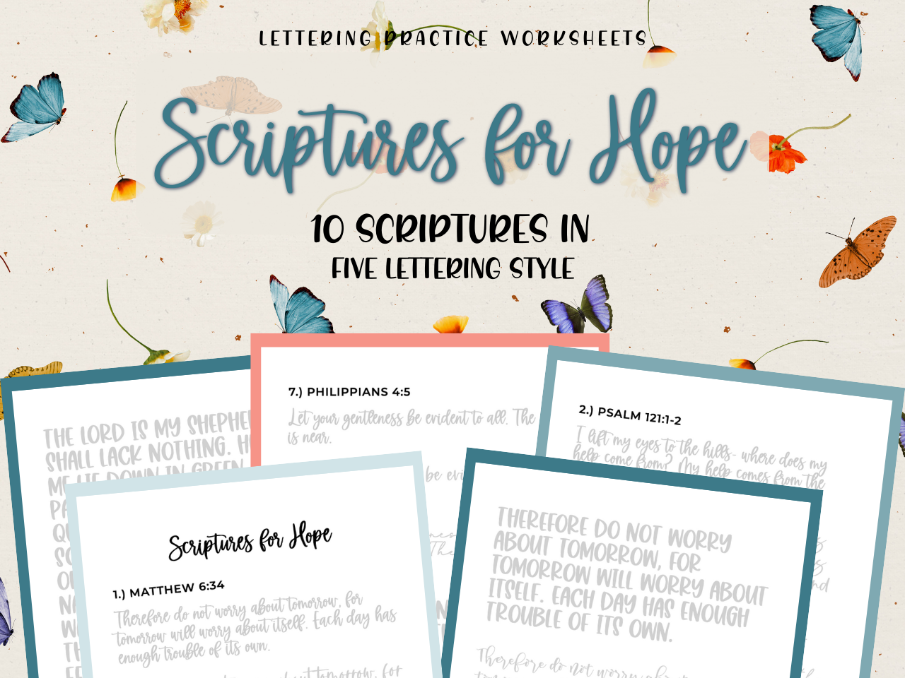 Scriptures For Hope Hand Lettering Worksheets