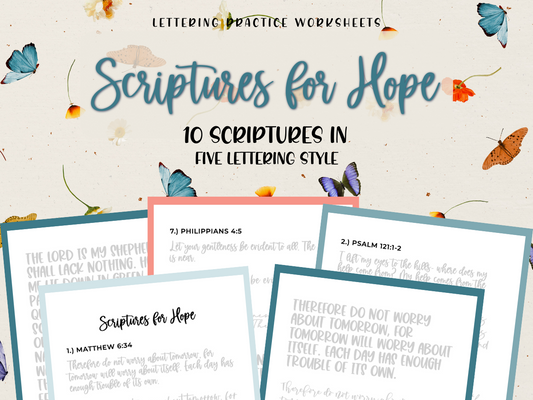 Scriptures For Hope Hand Lettering Worksheets