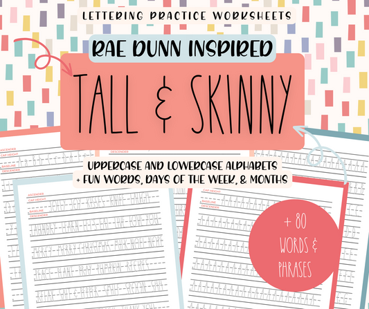 Rae Dunn Inspired Tall & Skinny Hand Lettering Bundle